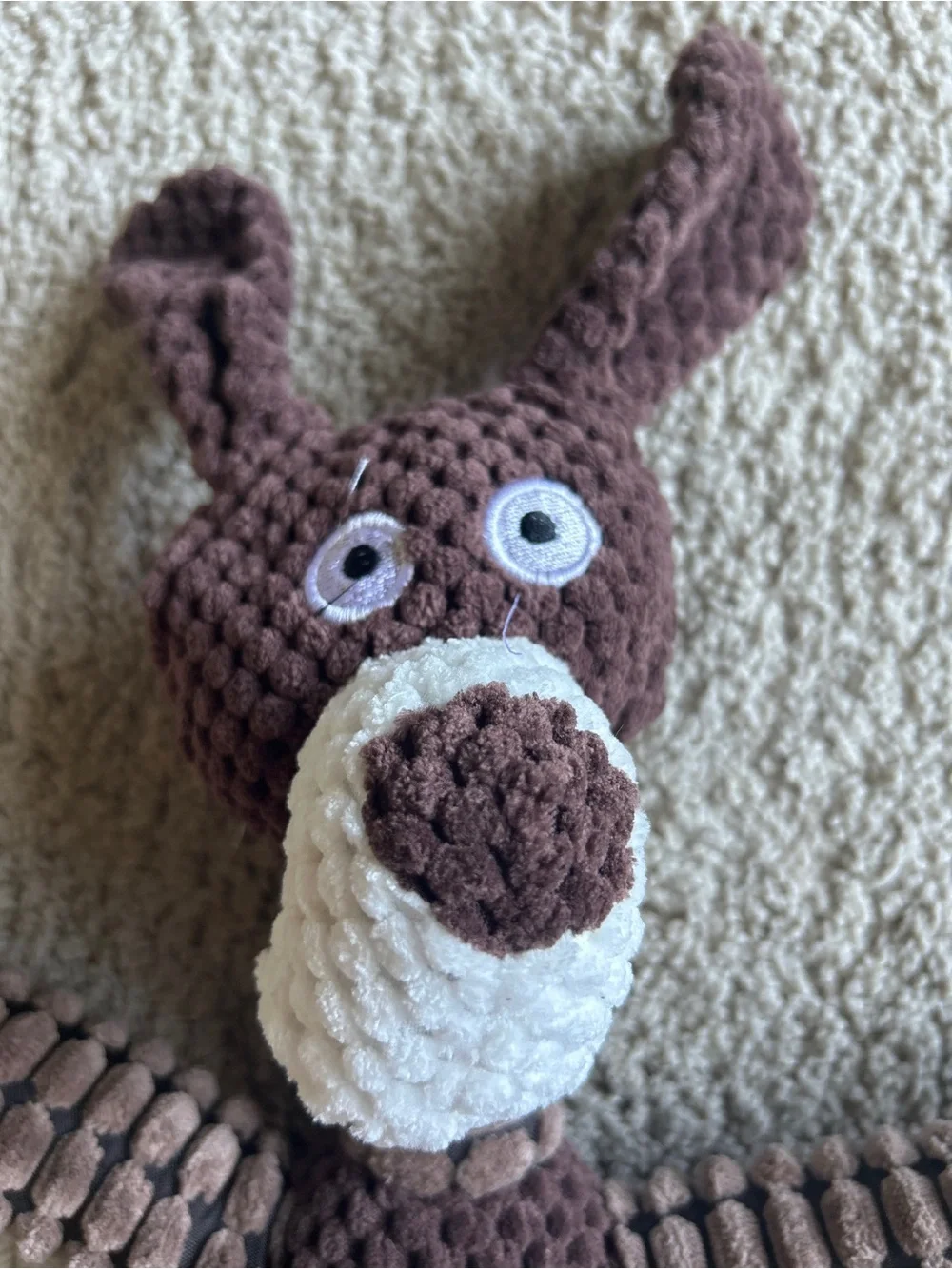 Textured Corduroy Plush Donkey Dog Squeaker Toy NWOT